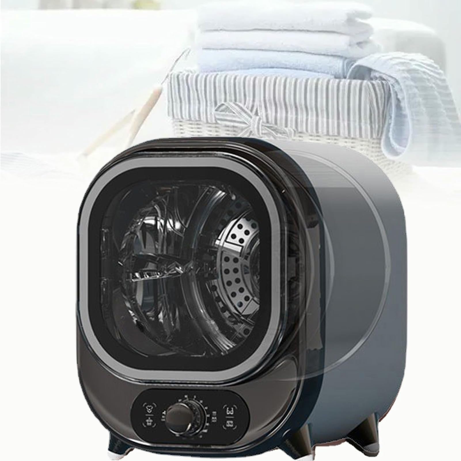 Small Condenser Spin Dryer with Stainless Steel Tub,with Dual Temperature Control Probe,Spin Condenser Clothes Dryer,0.8kg Load Capacity for Home, Apartments and RVs Compact for Small Spaces(A)