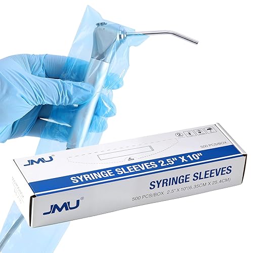 JMU 500 fundas para jeringa de agua de aire dental con apertura precortada, barrera protectora desechable de plástico transparente de 2.5 x 10