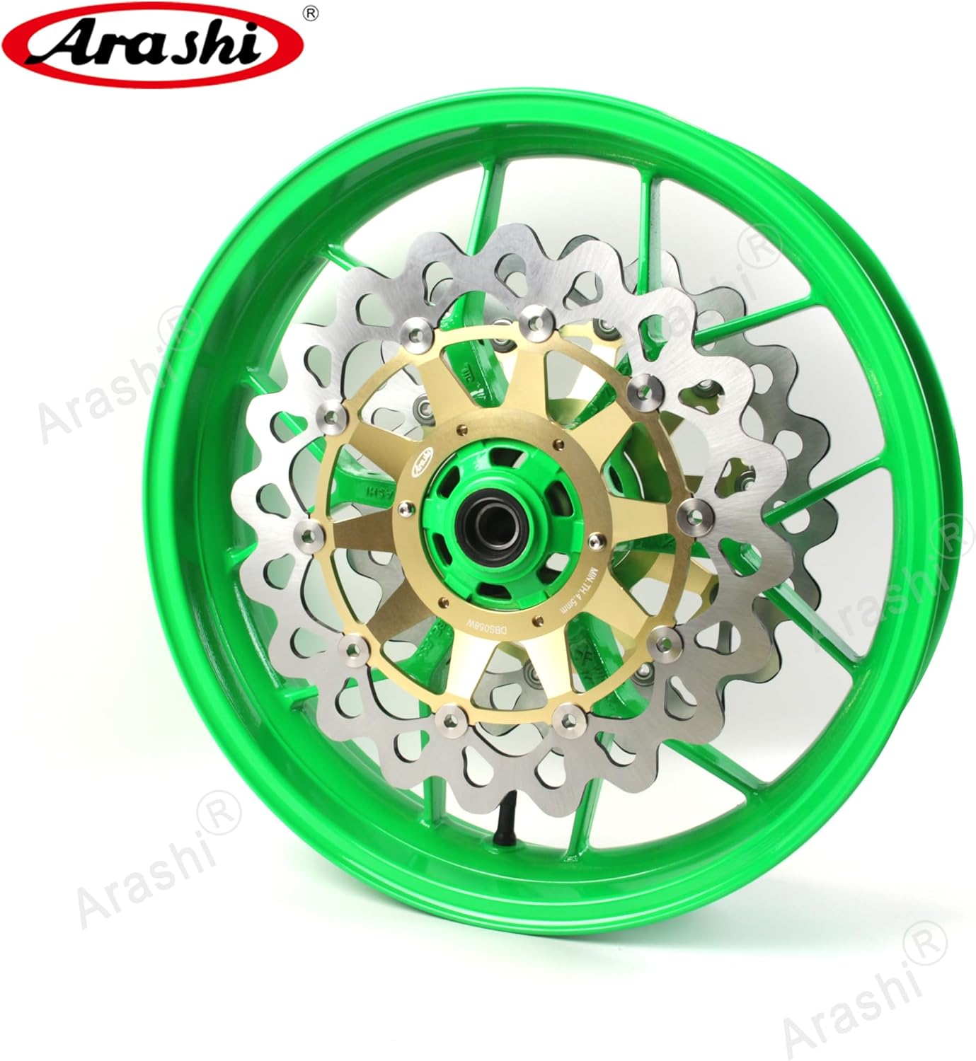 Arashi Front Wheel Rim and Brake Disc Rotor for Honda CBR1000RR 2006-2016, Motorcycle Replacement Accessories Parts Neon Green