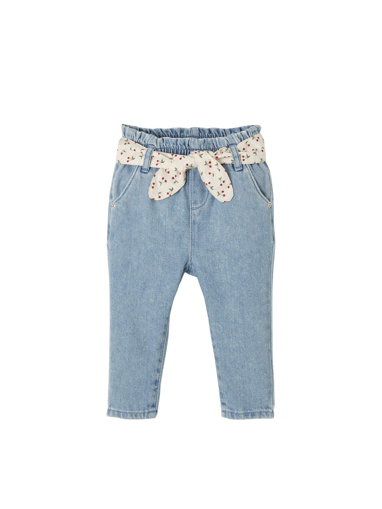 VERTBAUDET Jeans für Babys, Mädchen, bedruckter Gürtel