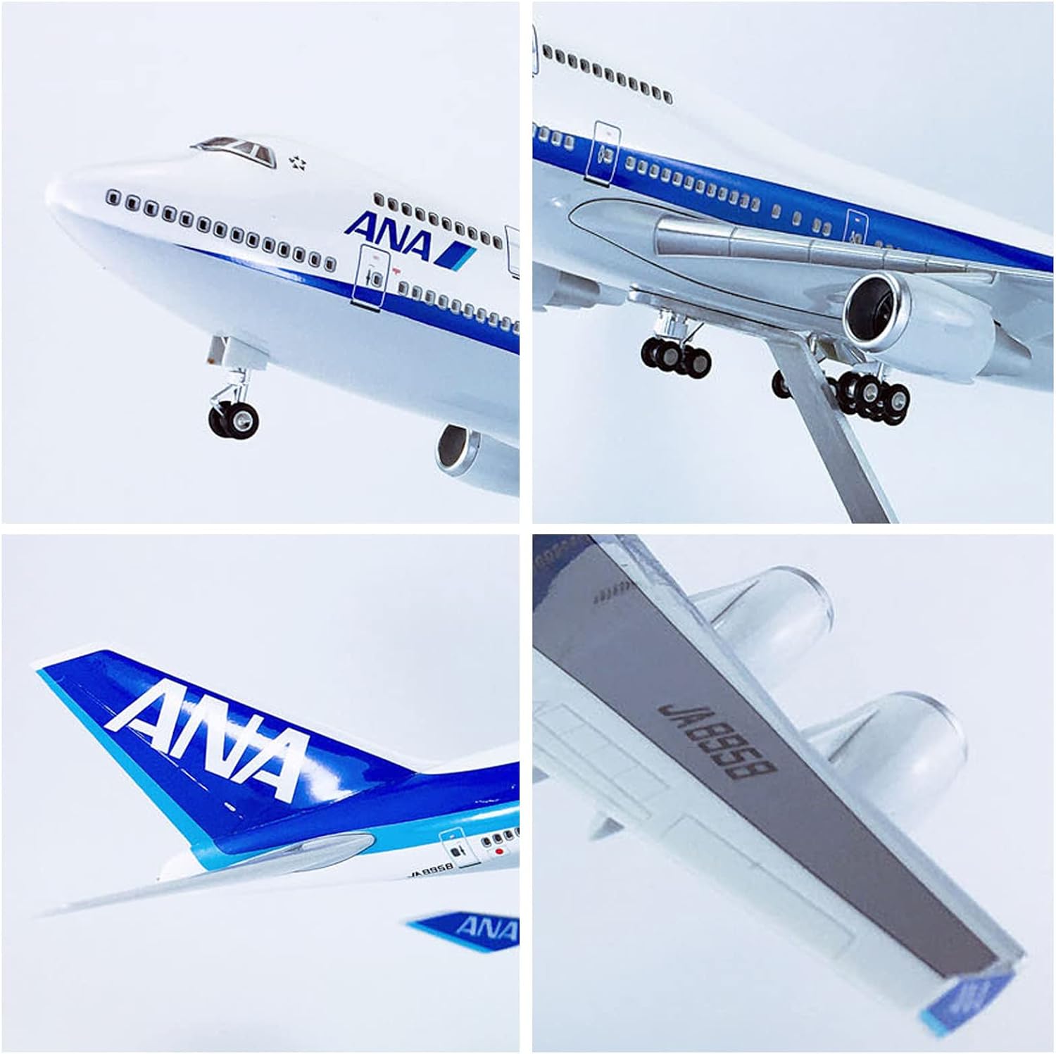 18.5Inch ANA B747-400 Airplane Model with Wheels - Large Scale Jet Aircraft Resin Display Model for Collectors and Aviation Enthusiasts