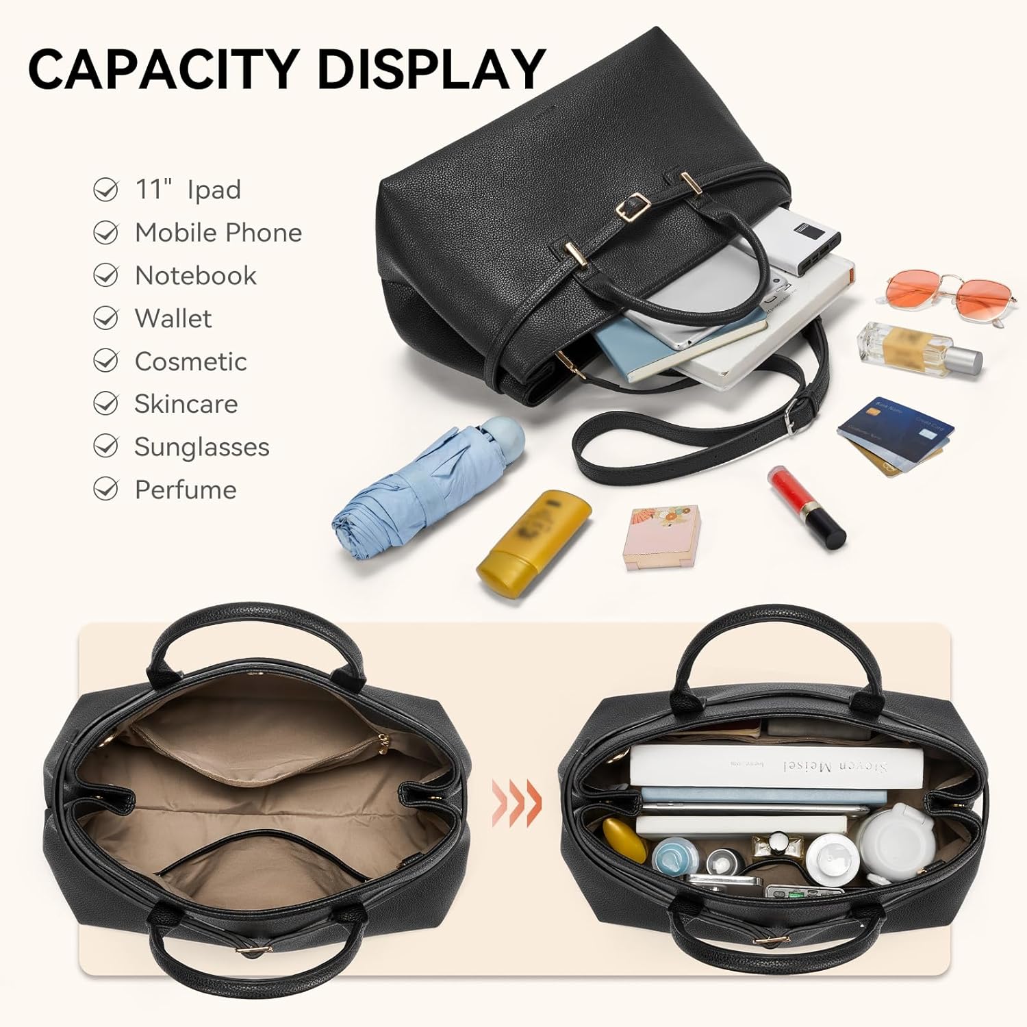 BOSTANTEN Vegan Leather Purse for Women Top Handle Purses with Gold Buckle Belt Satchel Tote Handbag with Adjustable Strap - Image 3