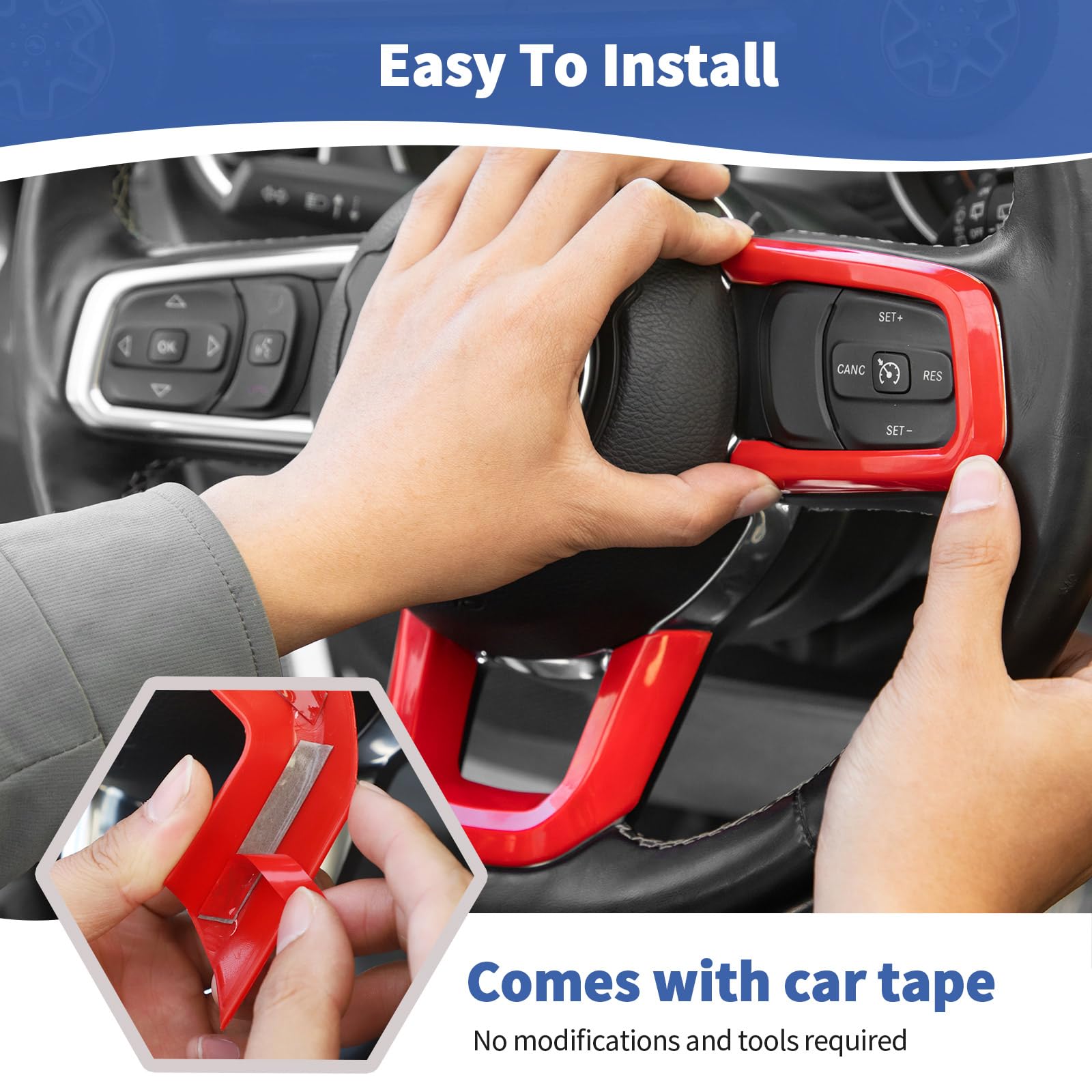 RT-TCZ for Wrangler JL Interior Trim Kit Compatible with Jeep Wrangler JL JLU Gladiator JT 2018-2023 Red Interior Accessories 23pcs