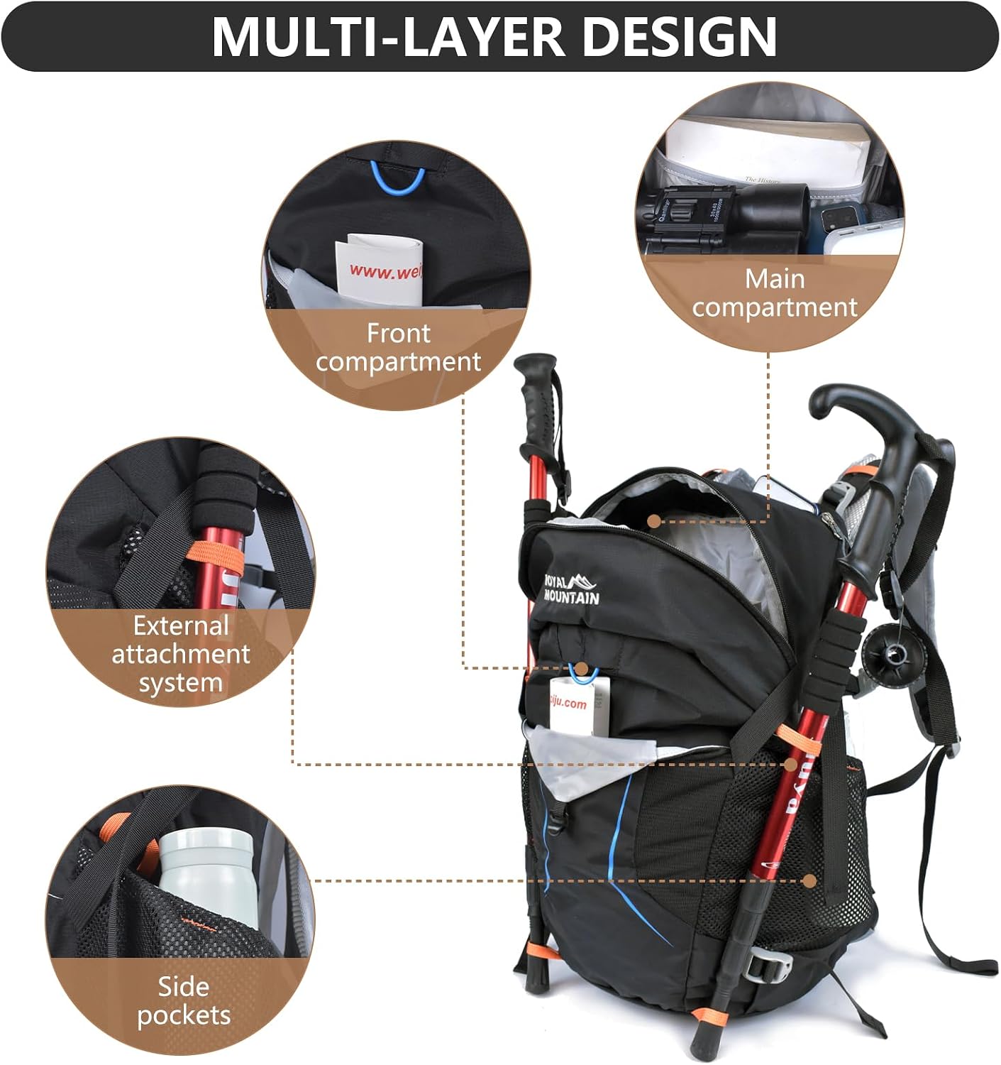 Lightweight Hiking Backpack 30L Travel Daypack Camping Day Pack for Women Men,Water-Resistant Outdoor Sport Daypack(Black)