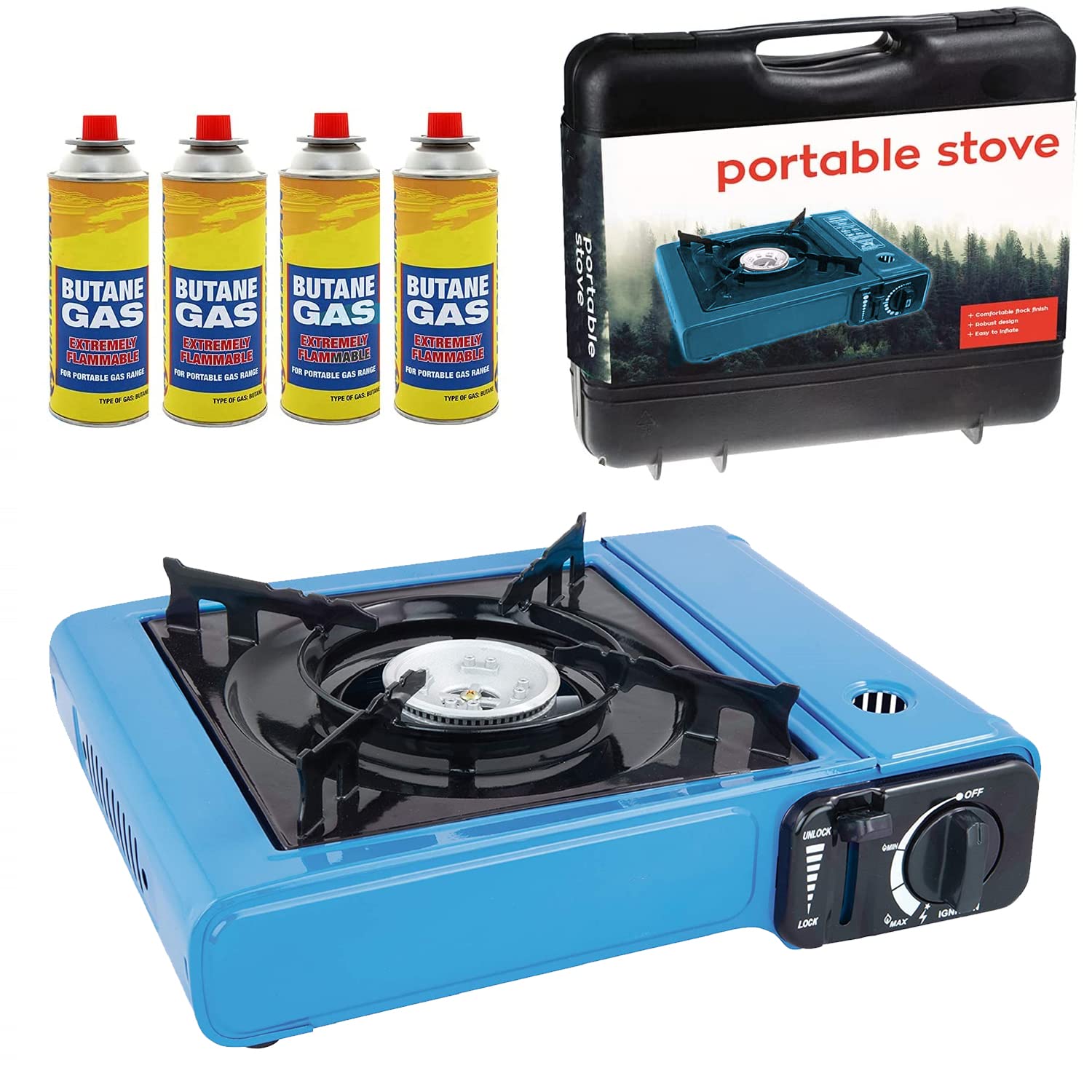 Buy GREEN HAVEN Blue Portable Camping Stove with Cary Case & 4 Butane