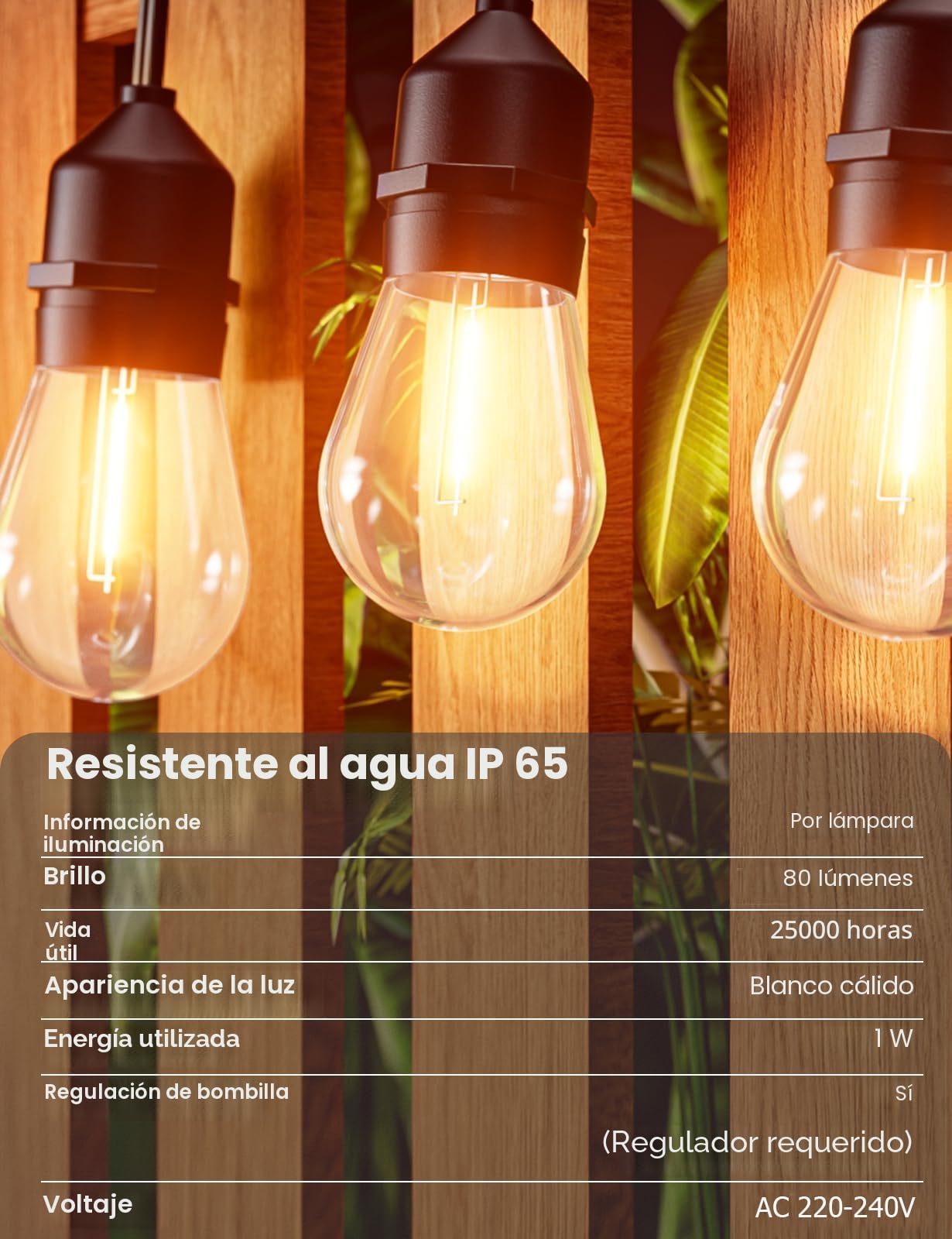 Svater - Guirnalda luminosa exterior de 38 m, guirnalda luminosa exterior LED S14 E27 bombillas IP65 impermeable conexión cadena luz exterior para jardín, Navidad, boda, tienda, blanco cálido 2700 K