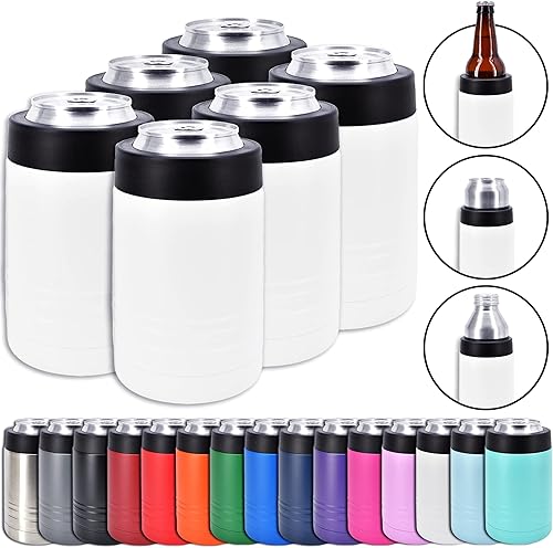 Clear Water Home Goods - Enfriador de bebidas de acero inoxidable de doble pared aislado al vacío de 12 onzas - Revestimiento en polvo blanco -