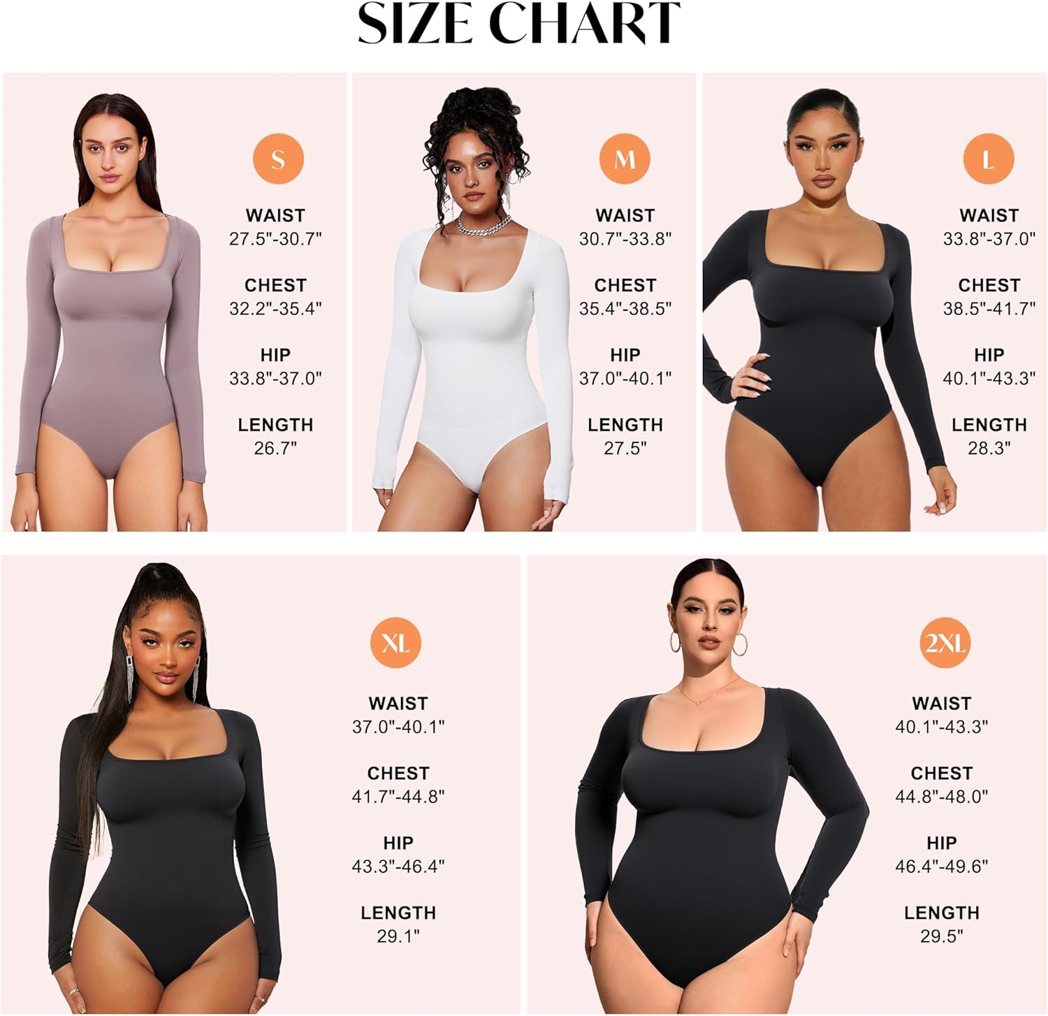 CYDREAM Long Sleeve Bodysuits for Women - Square Neck Shapewear Bodysuit Tops Going Out Body Suits Shirt Leotard - Image 6