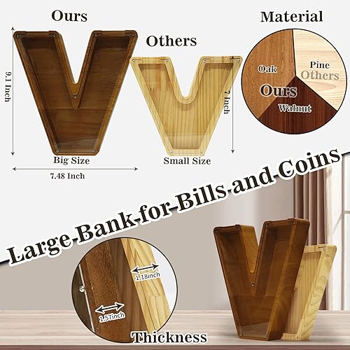 Vista 53 de Alcancía grande de madera personalizada para niños, alcancía con nombre personalizado, alcancía (nombre grabado láser) letras del alfabeto