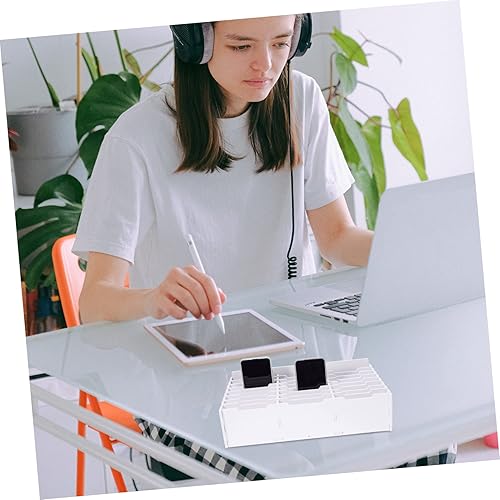 Miniatura 3 de GRIRIW Caja de almacenamiento para teléfono móvil, calculadora de escritorio, organizador de escritorio, estante blanco, calculadora de aula, buzón