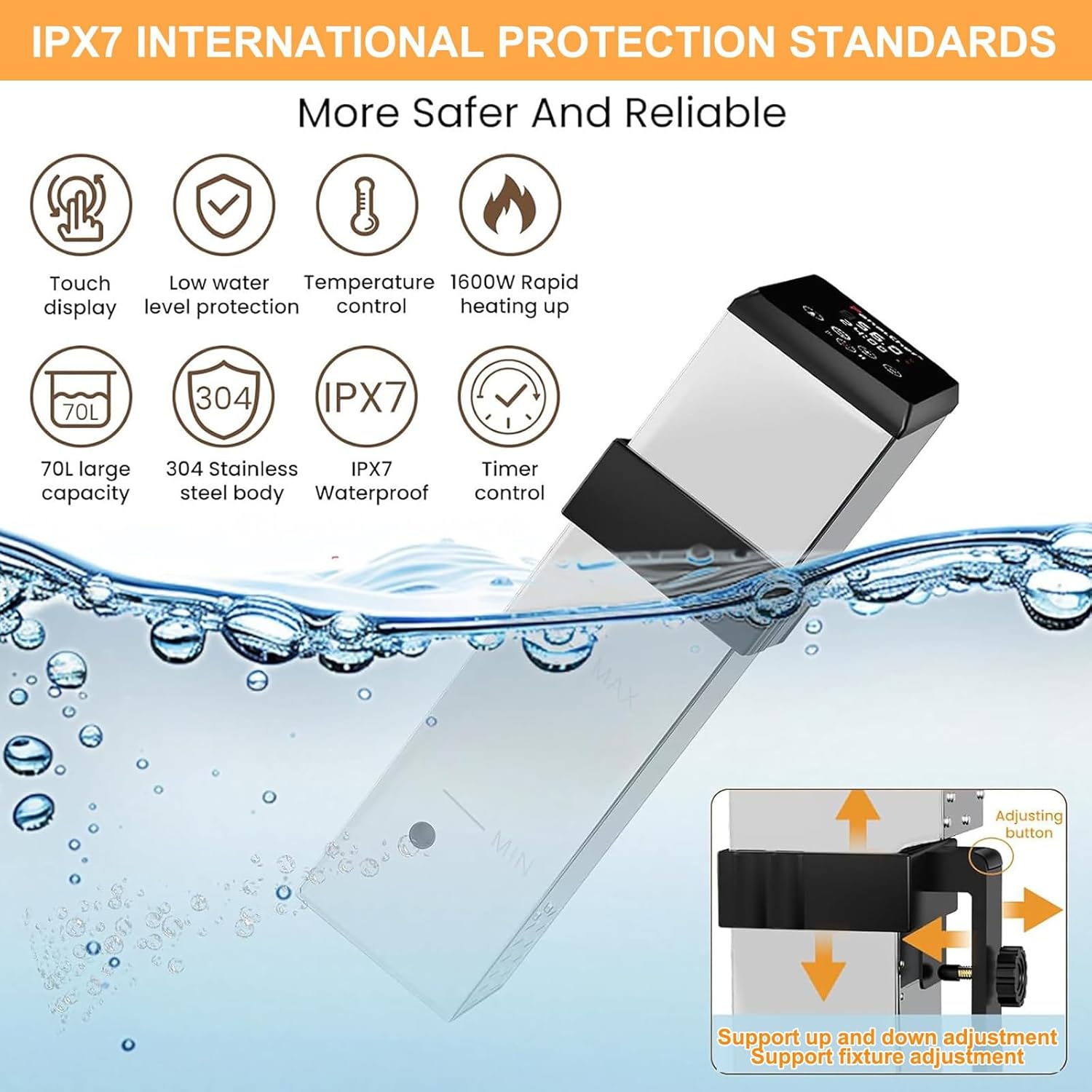 1600W Sous Vide Cooker - Stainless Steel Immersion Circulator with Digital LED Display, Fast Heating & Accurate Temperature Time Control, Complete Cooking Kit for Home Kitchen, Restaurant