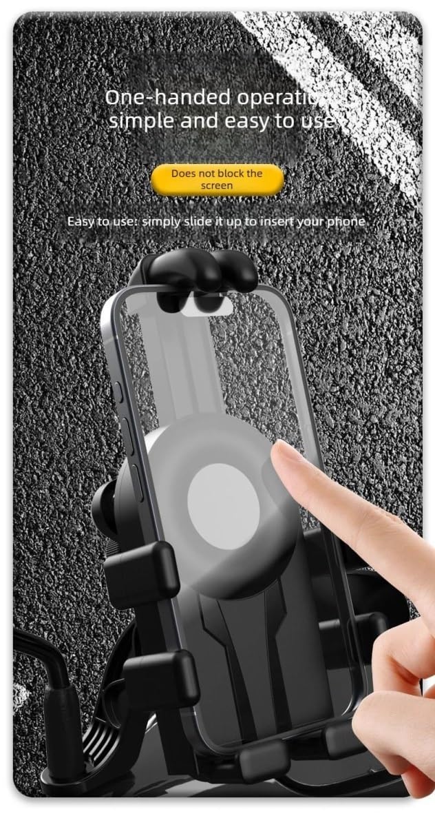 Supporto Telefono Moto GPS Antishock Smartphone Manubrio Specchietto Retrovisore Airbag Ammortizzatore(NERO,Mirror)