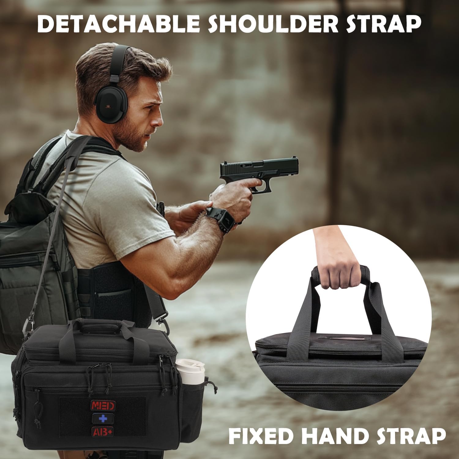 SCAVATA Large Pistol Range Bag for 4 Handguns, Shooting Duffle Bag with 6 Mag Slots & Extra Pockets, MOLLE System, Heavy-Duty Pistol Range Bag for Ammo & Gear