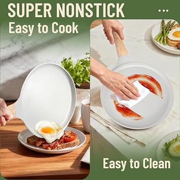 AOSION Nonstick Crepe Pan 11 Inch, Ceramic Coated Dosa Tawa,Pancake Tools | Forged Aluminum,Crepe Maker,Ergonomic Handle,Induction Safe,Gray