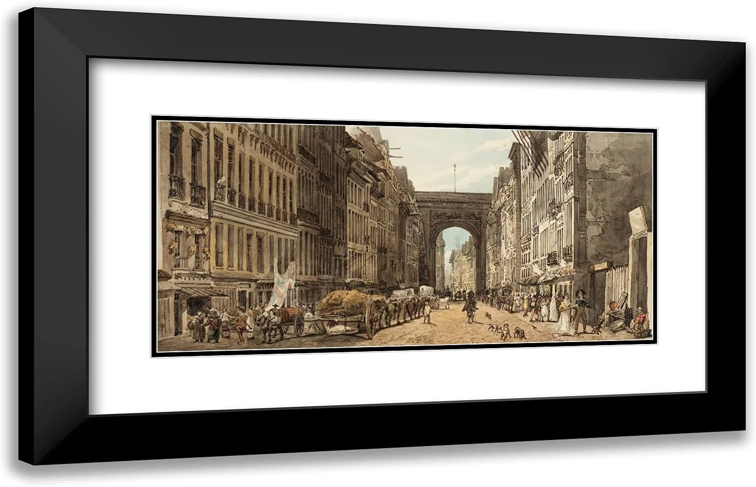 ArtDirect Girtin, Thomas 24x15 Gold Ornate Framed Art Print with Double Matting Titled: La Rue St. Denis
