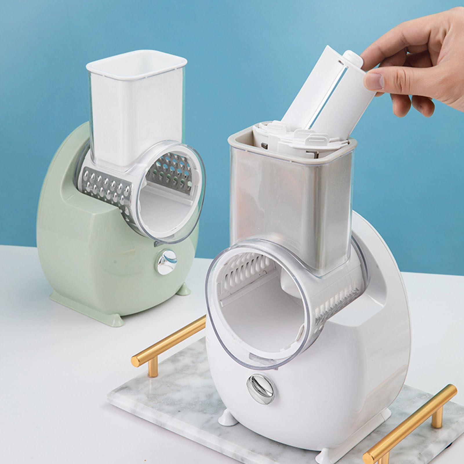 Grattugia elettrica, Affetta Verdure Elettriche Affetta Patate Chopper Multifunzione Affetta Verdure Elettriche Trituratore per Verdure Carote Carote Patate (Green)