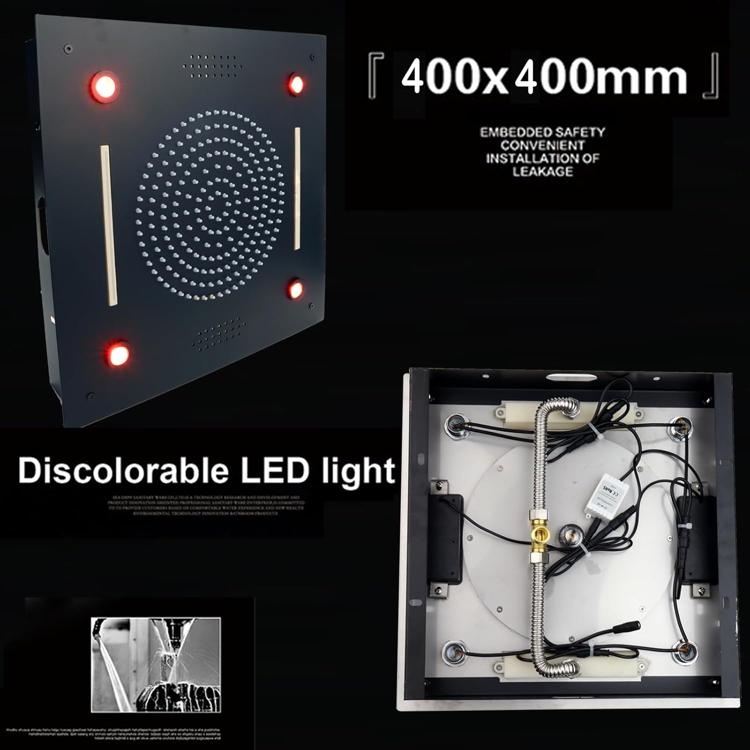 Matte Black Waterfall Rain Shower System With Body Jets and Handheld, DisixinDi Luxury Music 16 Inch Thermostatic Shower Head Combo Set, Can Use All Faucets At Same Time