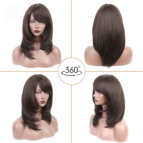Miniatura 2 de Wiginway Peluca corta con plátano ovicuo yaki natural recto sintético peluca para mujer peluca resistente al calor fibra natural, promedio