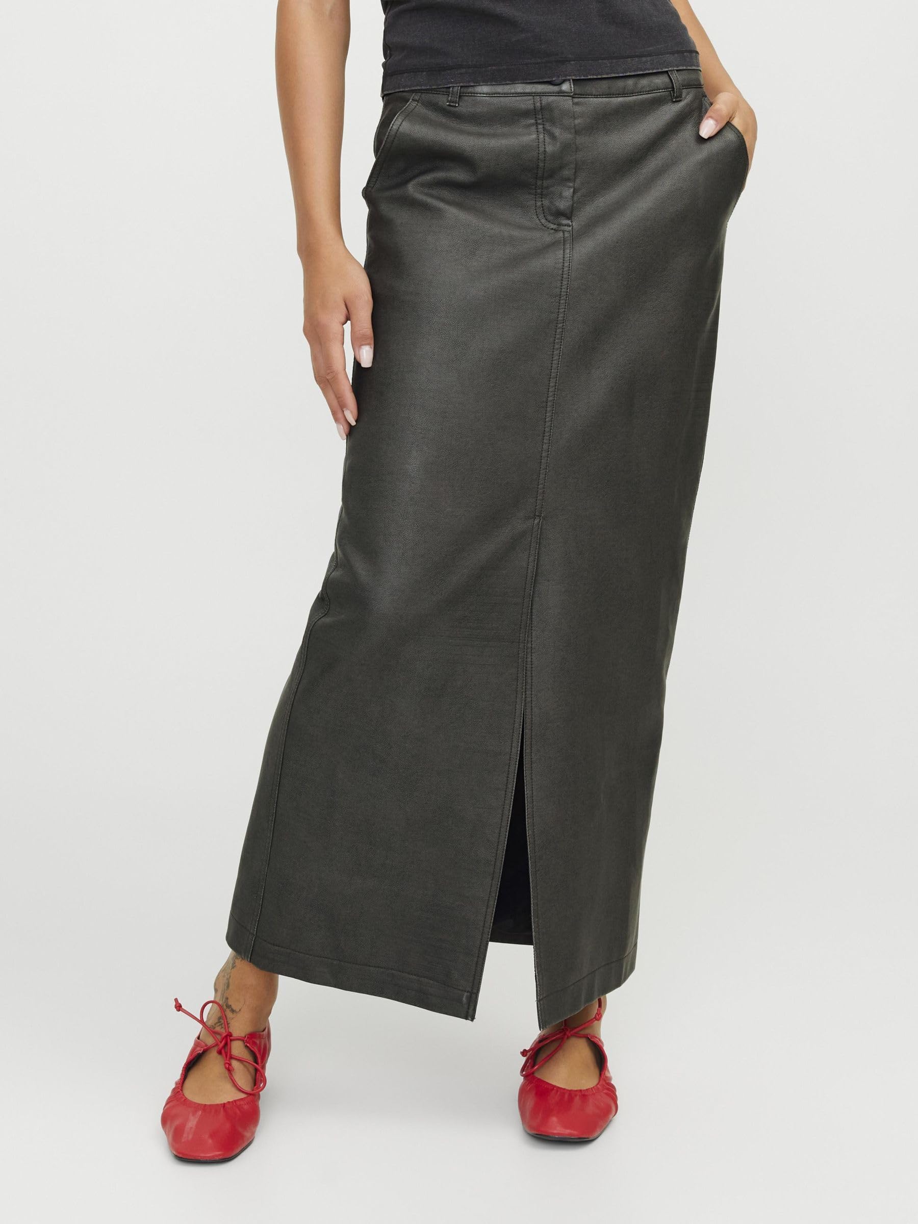 Jack & Jones Jxmaddy Reg Long MW PU Skirt Otw Falda Mujer (Pack de 1)