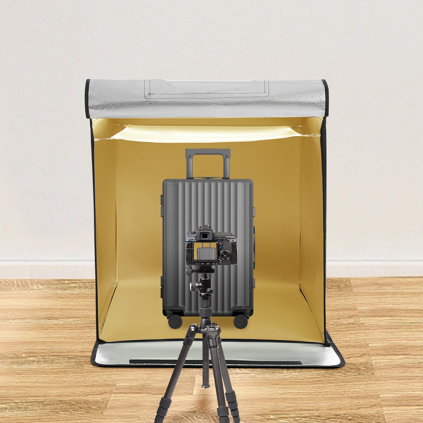 Lot de boîtes à lumière LED professionnelles - 60 x 60 x 60 cm - Avec plaques lumineuses LED - 5 fonds arrière pour studio photo, photographie de produits et enregistrement vidéo