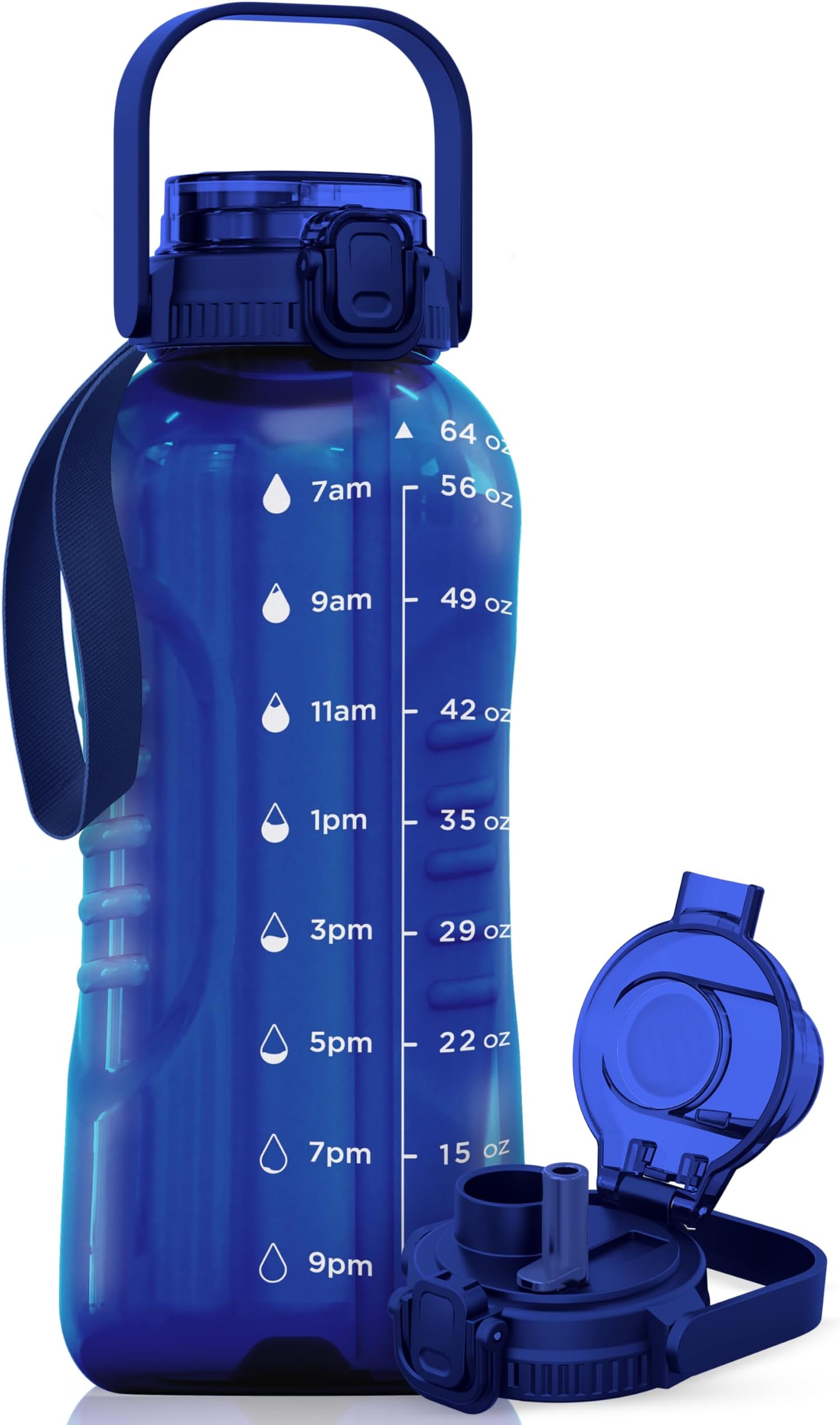 AQUAFIT 64 oz Water Bottle with Handle, 2in1 Lid