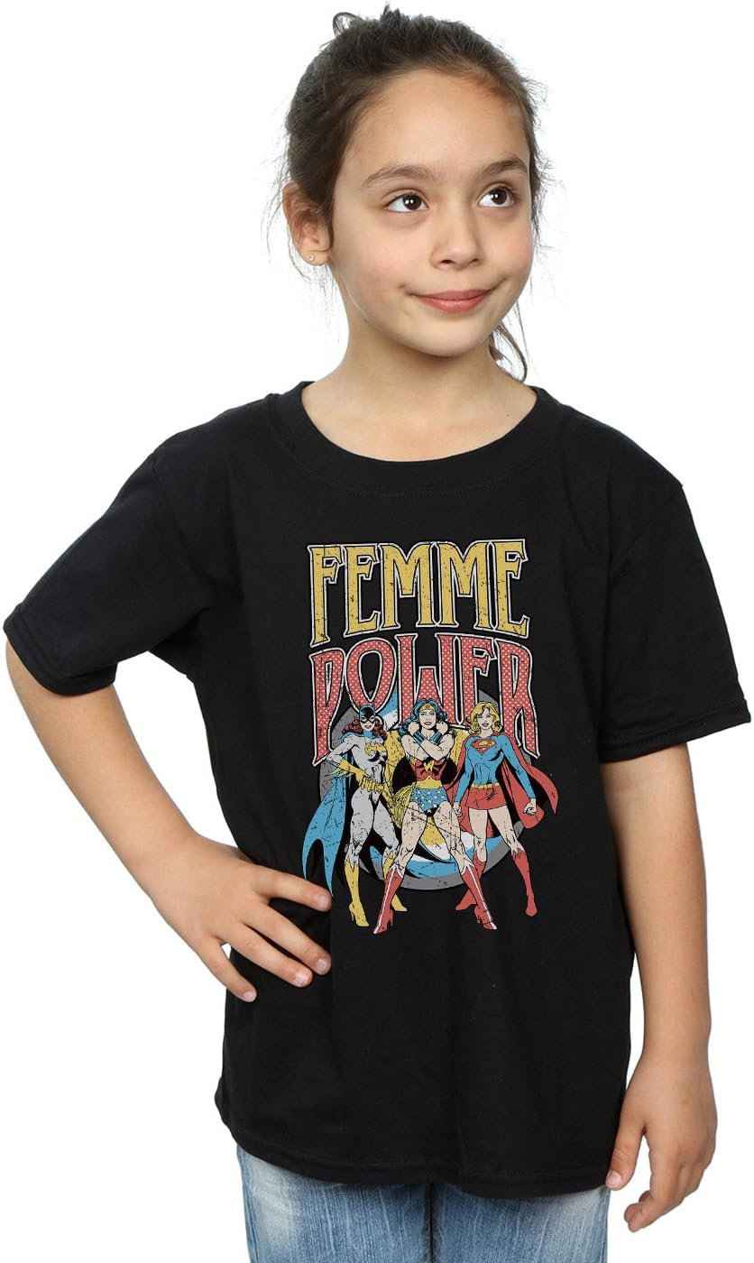 DC Comics Girls Wonder Woman Femme Power T-Shirt 12-13 Years Black