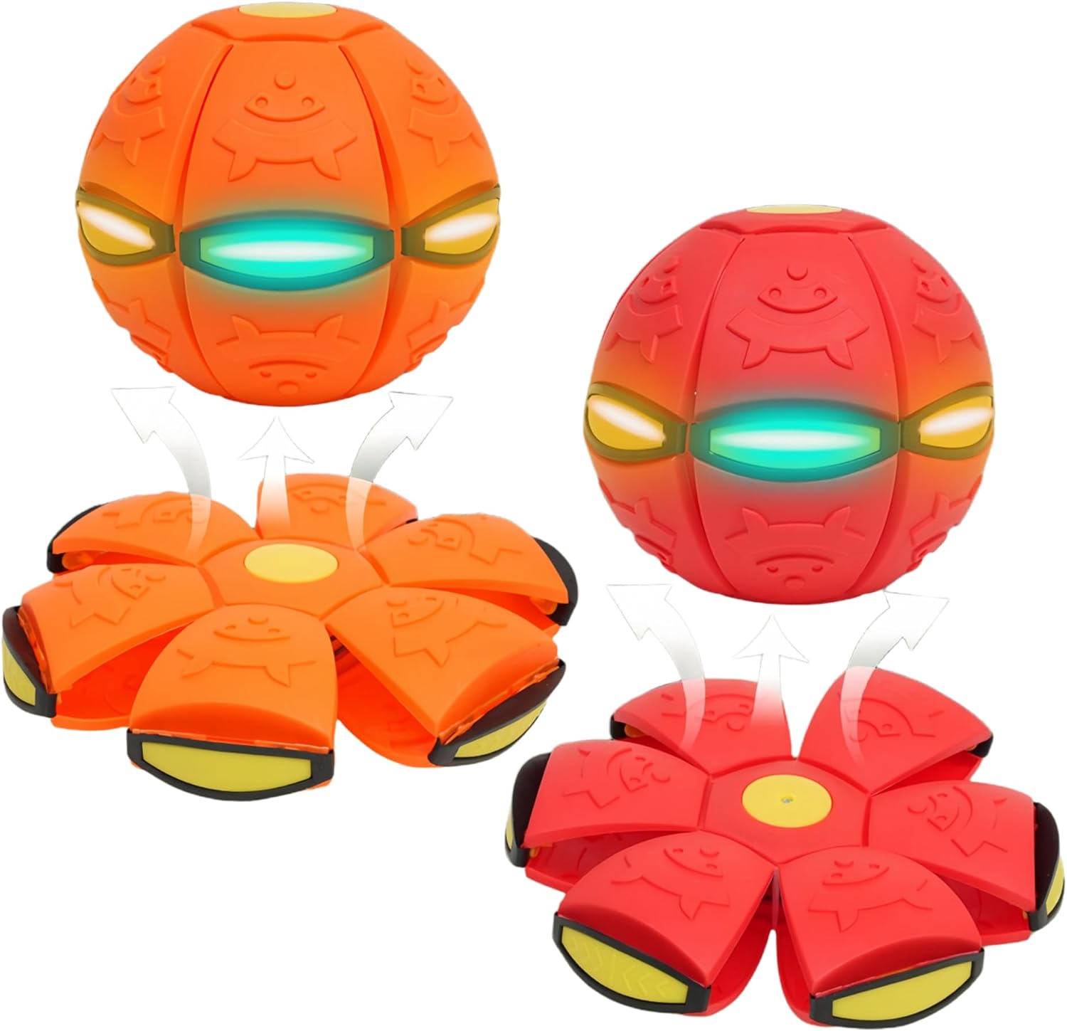 2-Piece Set Dual Form Freely Switchable Magic Bouncing Ball Toy with 6 Light Suitable for Indoor & Outdoor Use