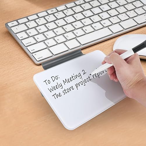 Miniatura 6 de Pizarra blanca pequeña de borrado en seco para notas, pizarra blanca de vidrio de 8 x 6 pulgadas con marcador para escritorio, oficina en casa,