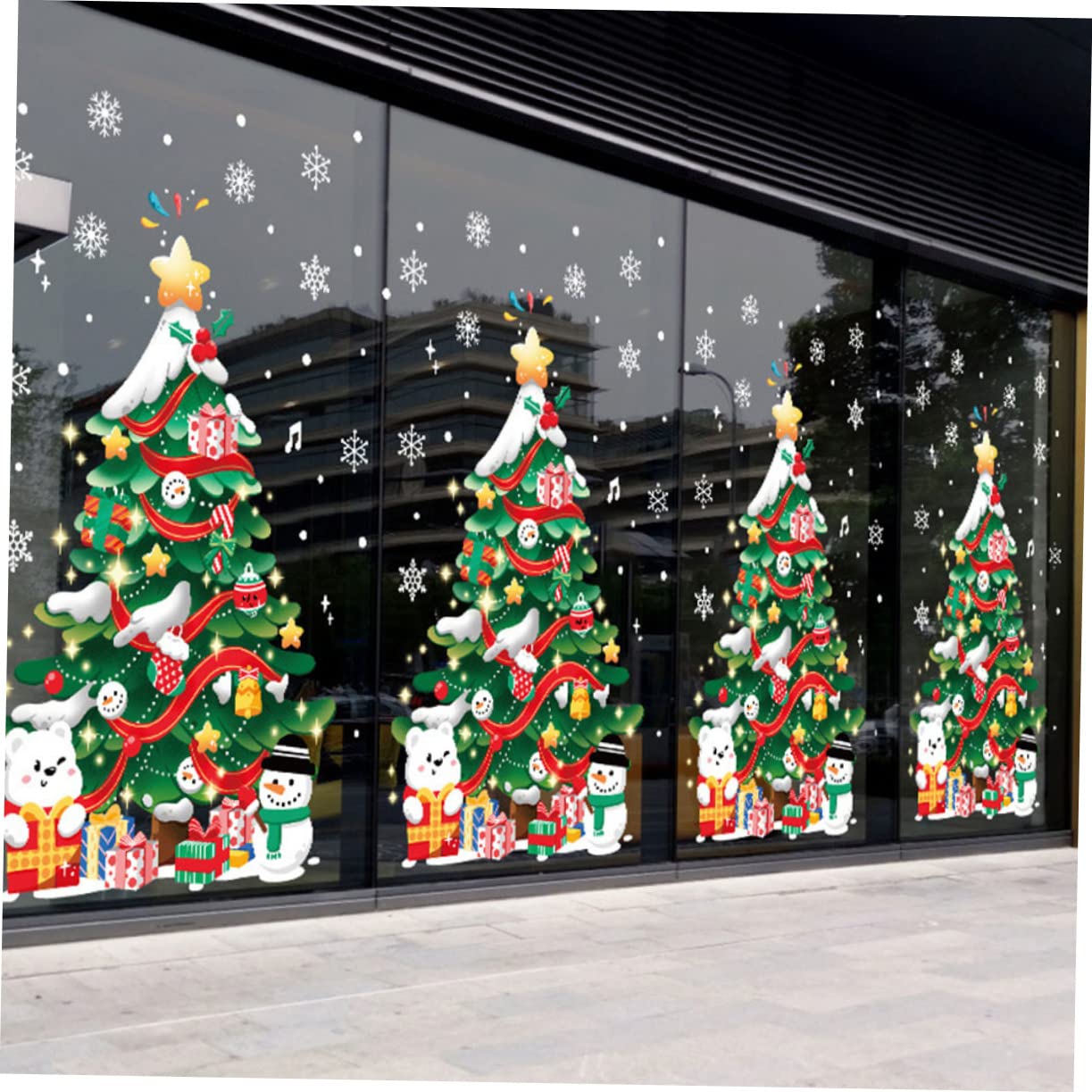 Cabilock 5 Hojas De Pegatinas Para Árboles De Navidad Luces Navideñas Para Ventanas Calcomanías Para Pared De Guardería Calcomanías Navideñas Para Ventanas Adornos Navideños Bolas