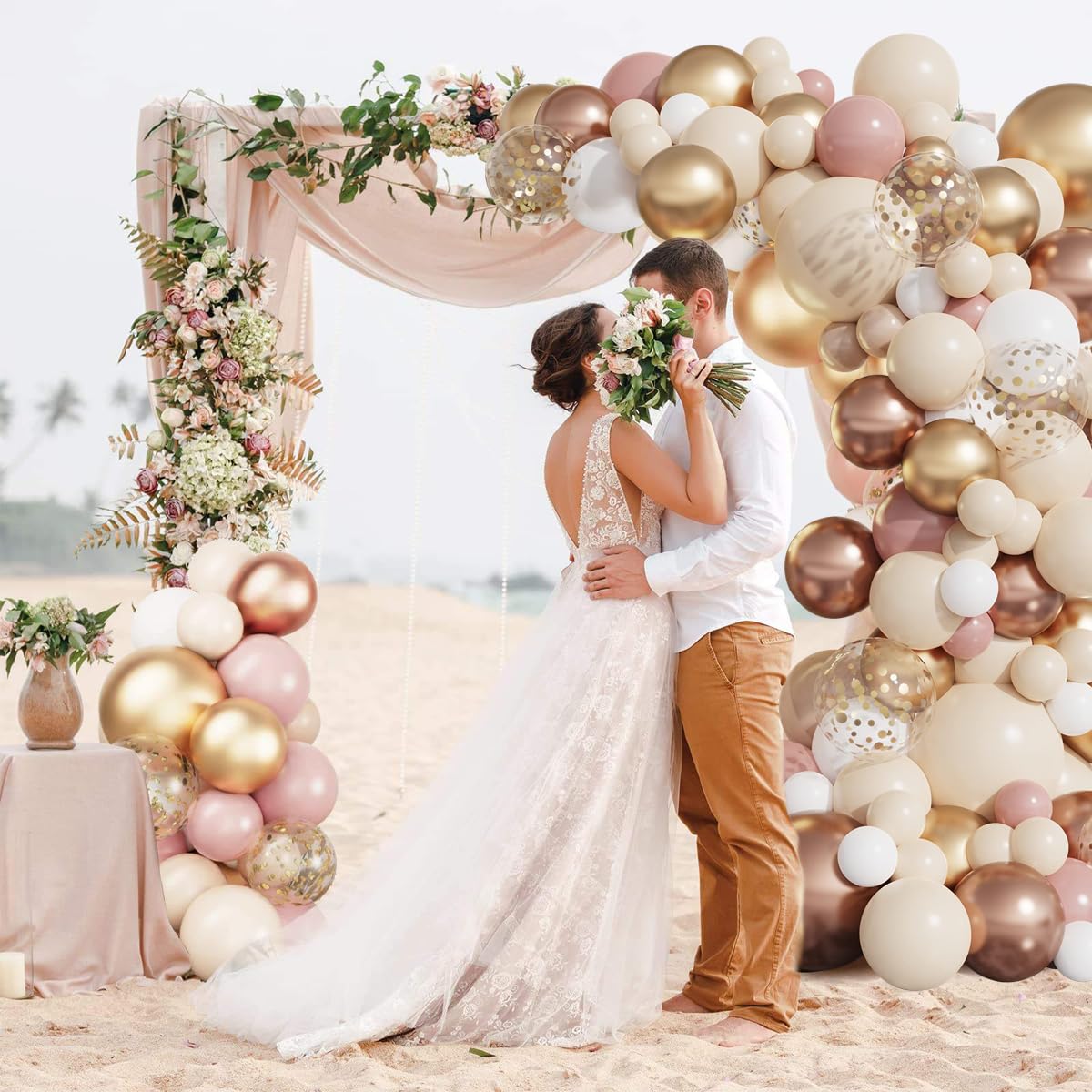 Kit Arco Palloncini Oro Rosa, 101 Pezzi Ghirlanda Arco Palloncini Compleanno Oro Rosa Bianco Per Festa Di Compleanno Di Ragazze Donne, Decorazione Battesimo Country, Baby Shower, Matrimonio Bohémien