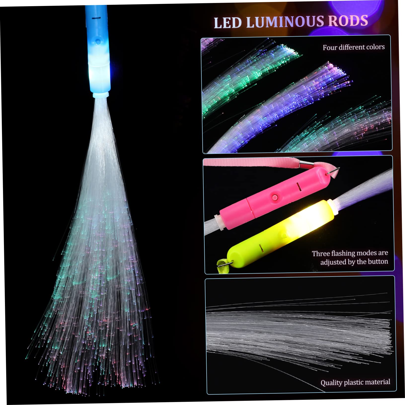 Gogogmee 12Pcs Light Up Fiber Optic Wands for Parties Colorful LED Glow Sticks with Comfortable Handle Concert Props for Festivals and Events