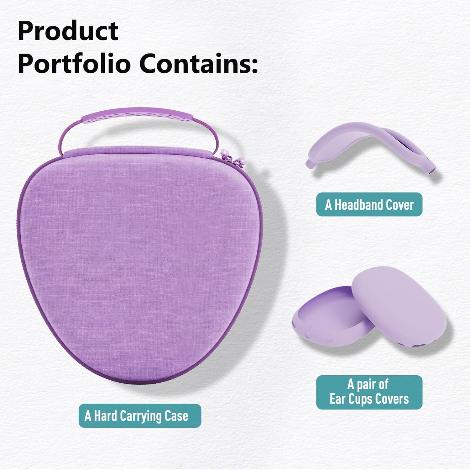 Case Compatible with AirPods Max with Apple AirPods Max Ear Cups and Headband Silicone Covers, Smart Sleep Mode Headphone Case and Accessories, Purple