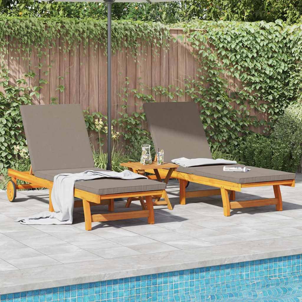 vidaXL Transat 2-Personne 2 pcs Marron Bois d'Acacia Massif, Transat d'extérieur réglable, mobilier de Jardin Moderne, Chaise Relax Multi-Positions, canapé terrasse Durable