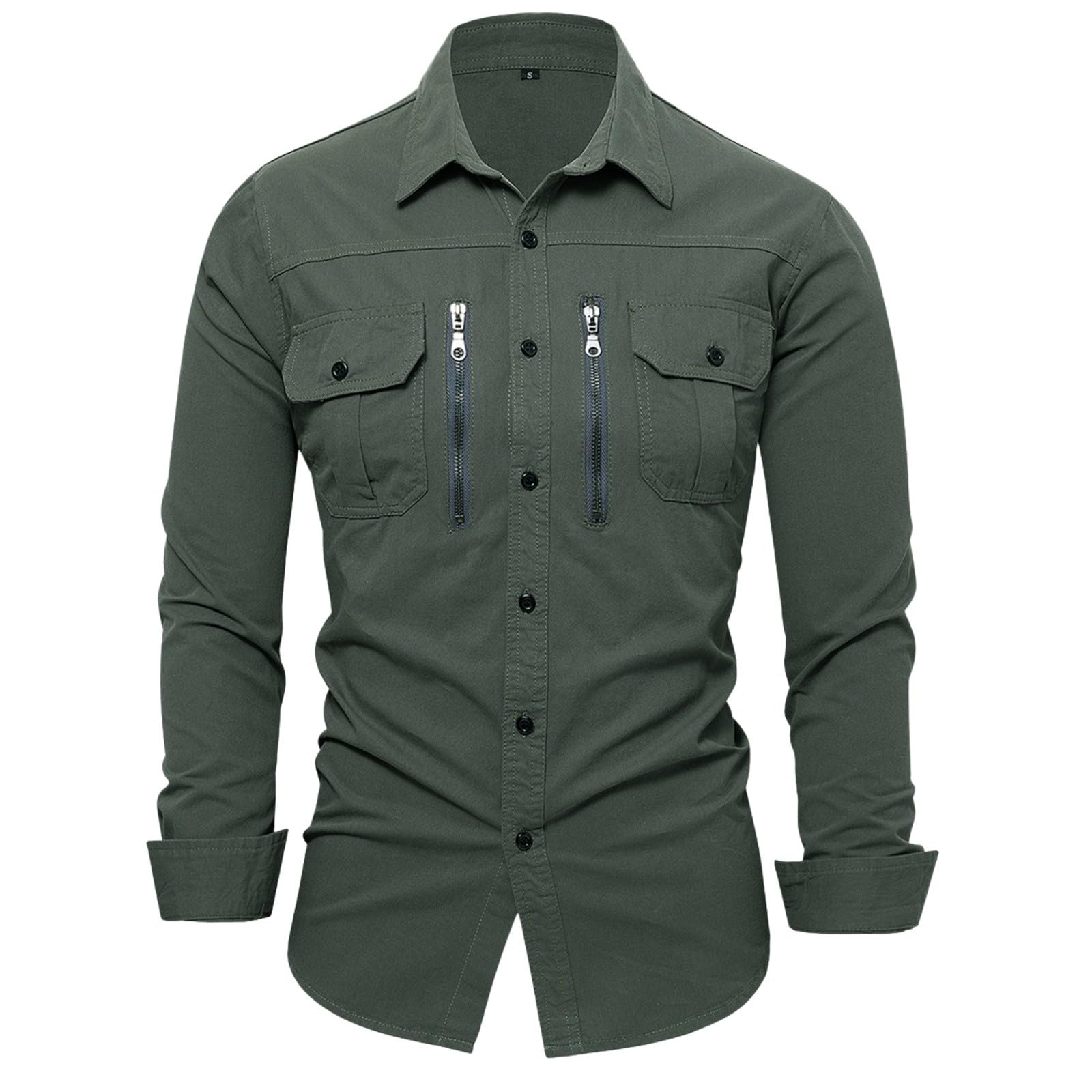 Camisa de protección solar UPF 50+ para hombre, manga larga con botones, múltiples bolsillos, ideal para pesca, senderismo y viajes, protección contra los rayos UV