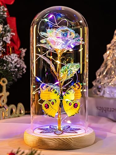 Miniatura 8 de Regalos para mujeres, regalos para mamá, regalos para el día de la madre, regalos de rosas de cristal de galaxia, rosa en cúpula de cristal, regalos