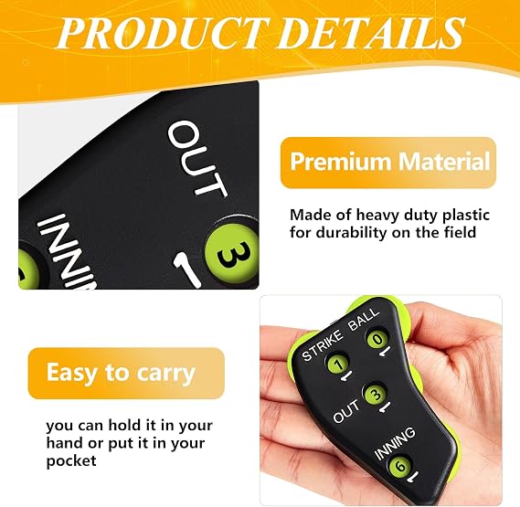 Deekin 4 Wheel Baseball Umpire Clicker Black Indicator Gear Practical Baseball Counter Clicker for Scorekeeper Recording Outs Innings Balls Softball Referee Equipment
