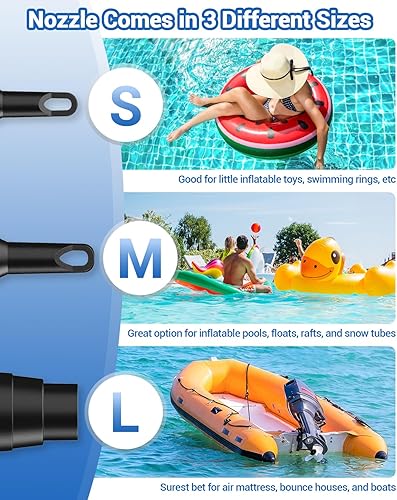 Miniatura 10 de Dr.meter Bomba de aire eléctrica para colchón deflector de inflado portátil de 110 V con 3 boquillas - Bomba de aire de llenado rápido de 150 W para