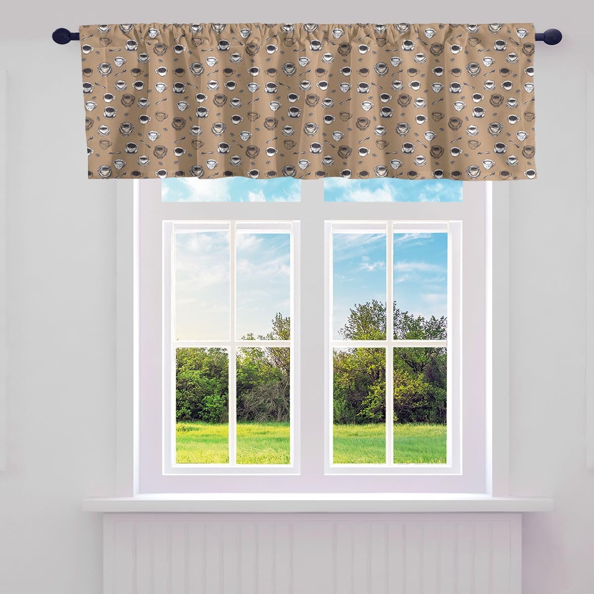 Castle Fairy Moroccan Valance Curtains,Modern Geometric Window Valances for Living Room Decor,Blue Blackout Window Treatments 1 Panel,Abstract Art Kitchen Curtain Valance,52" L X 15" W
