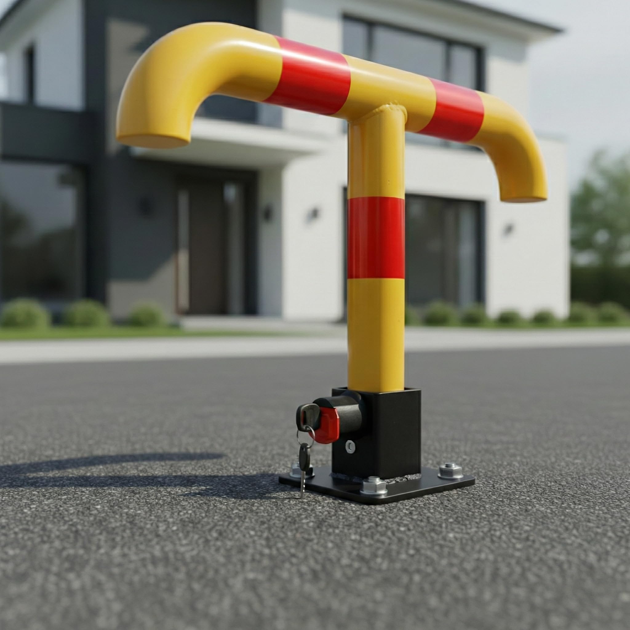BASI Poteau d'arrêt | Blocage de parking | Poteau de stationnement pliable avec 2 clés | Poteau de verrouillage dans des couleurs de signal | Métal | Verrouillable