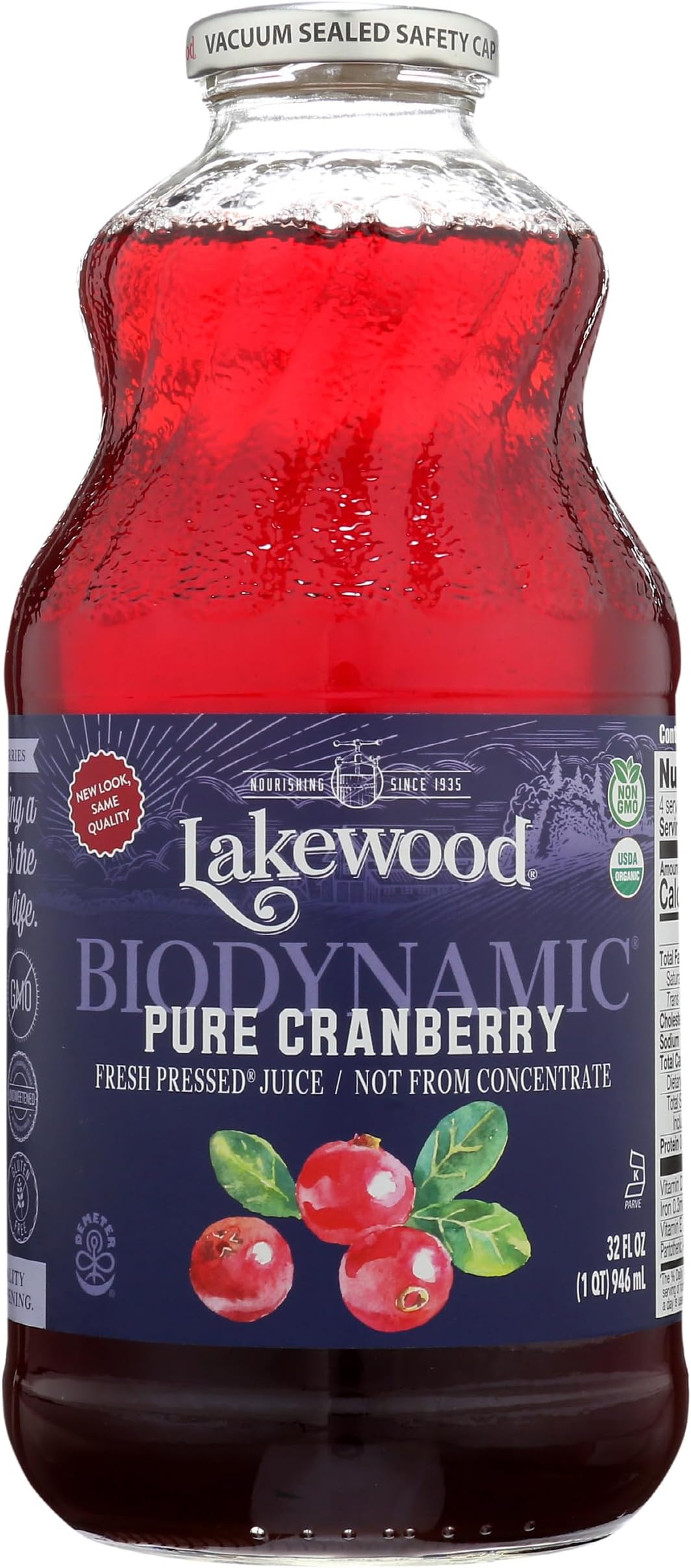 Lakewood Organic Pure Cranberry Juice, 32 FZ