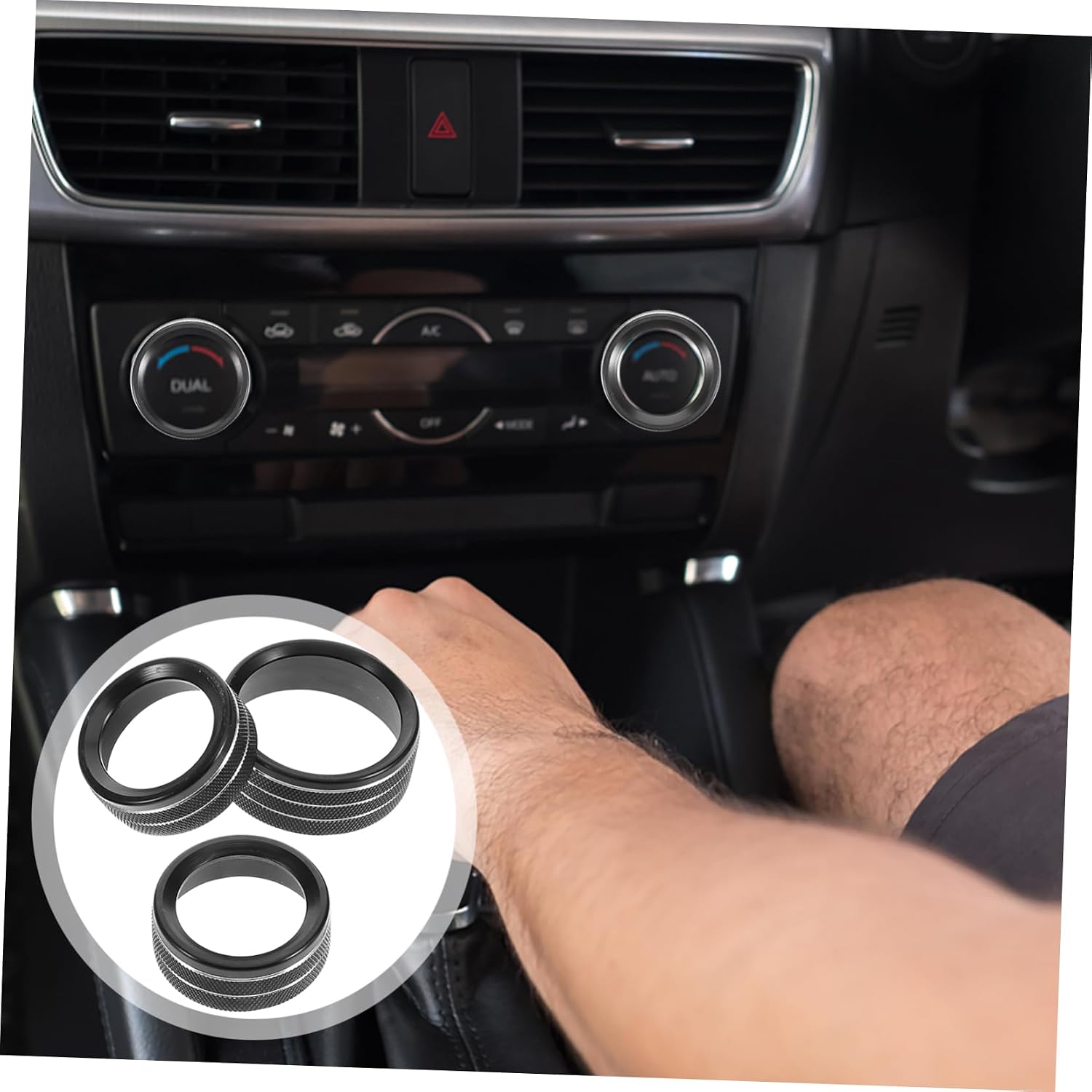 3pcs Knob Cover Switch Knob Cover for Car Auto Metal Easy Installation Air Conditioner Button Control for