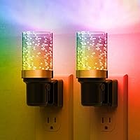 Vista 1 de L LOHAS LED Luz nocturna, paquete de 2 luces nocturnas regulables enchufables a la pared, luz nocturna RGB que cambia de color con sensor de luz