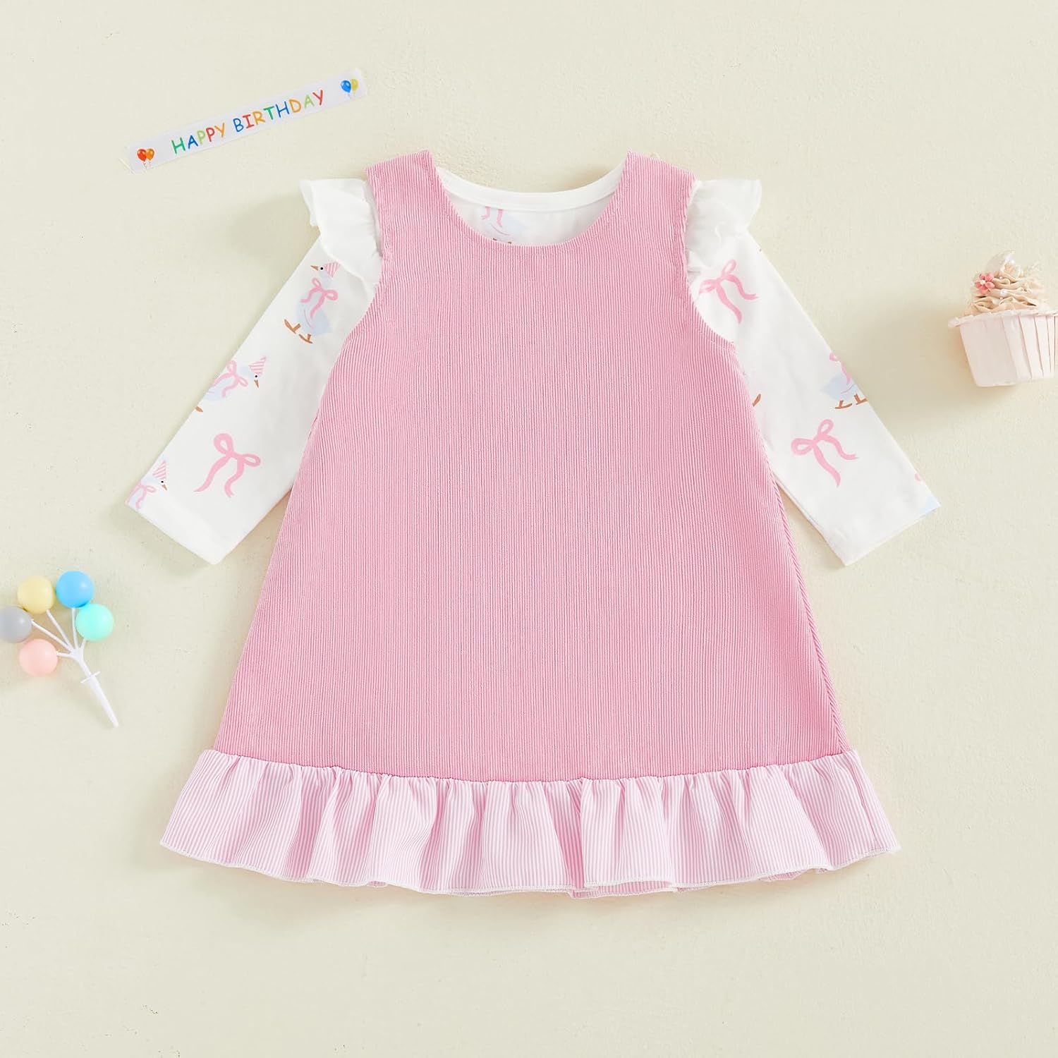 First Birthday Outfit Girl 1 Year Old Clothes Baby Girl One Silly Goose Romper Overalls Skirts Dress Clothes - Image 7