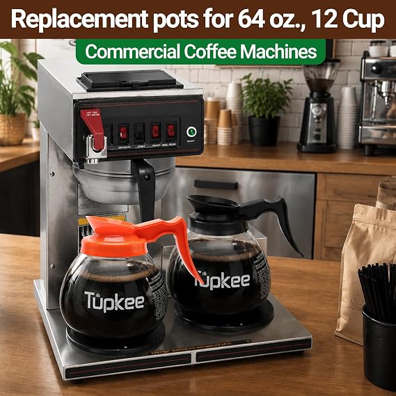 12 Cup Commercial Coffee Pot Replacement Glass Decaf Decanter 2 Pack