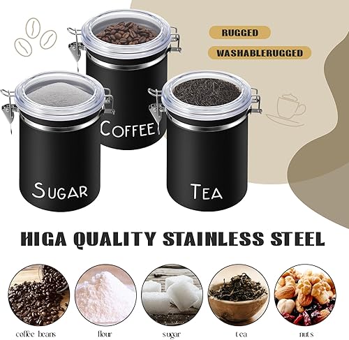 Miniatura 7 de 3 recipientes de café herméticos extra grandes de 60.8 onzas con 3 cucharas, recipientes de acero inoxidable para almacenamiento de alimentos, tarro