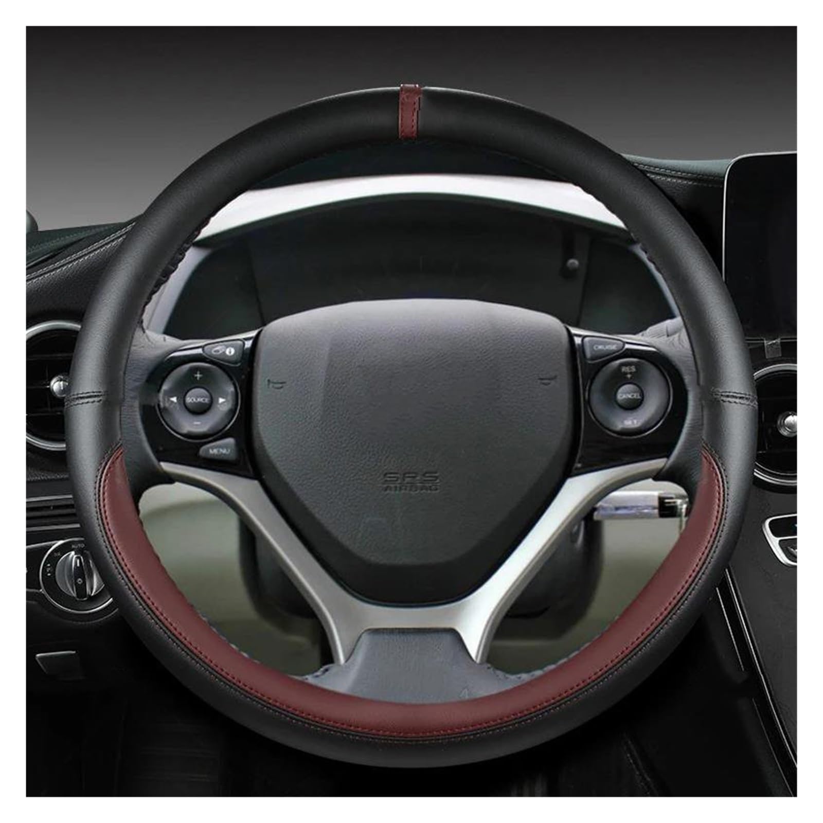 Volantes Protector Cuero Microfibra para Volante Coche, Accesorios para Civic 2004 2006 2007 2008 2009 2012 2013 2014 Funda Volante(Vino Rojo)