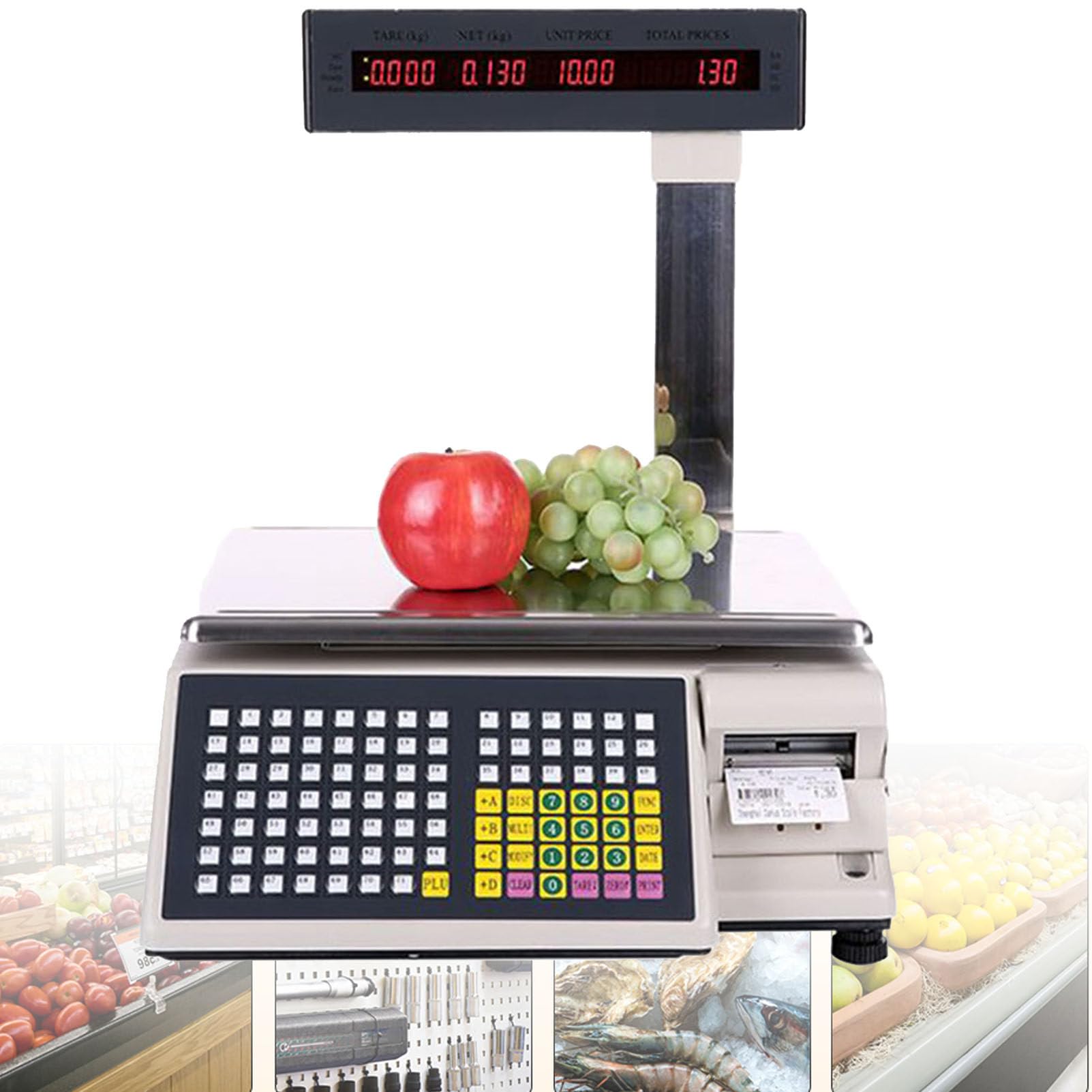 Stampa Digitale di Etichette per Prezzi, Bilancia di Controllo del Peso, Computer per la Vendita al Dettaglio, Stampa di Codici a Barre, Stampa su Doppio Schermo per Prodotti Alimentari, Carne, Peso