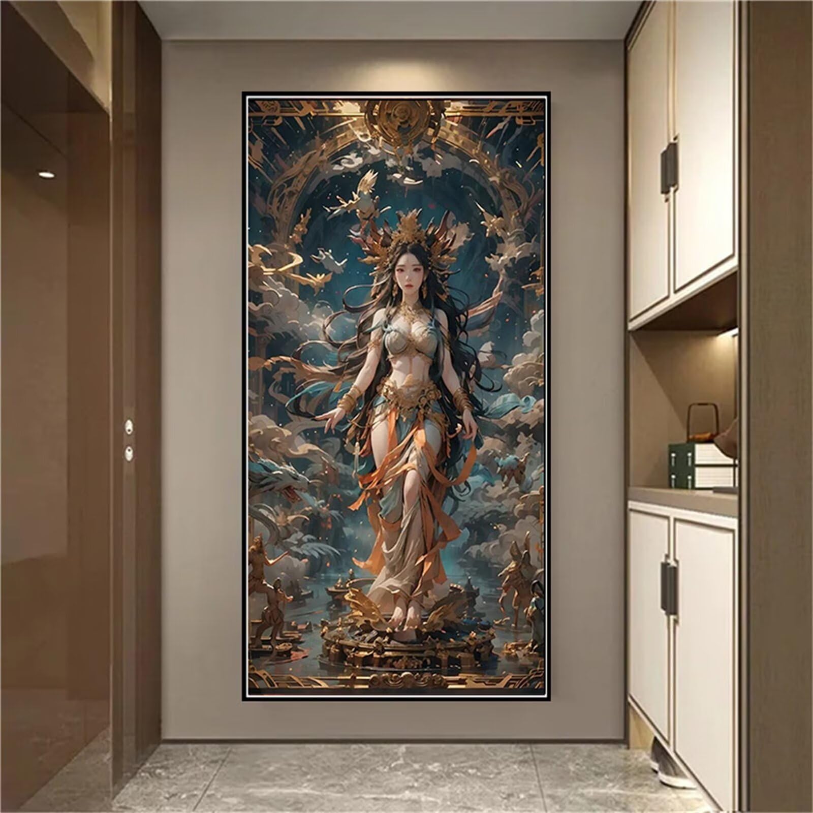Diamond Painting Kits for Adults, 5D Full Drill Diamond Art for Kids Vintage Goddess Sequin Crystal Art Rhinestone Embroidery Diamond Painting Beginners Arts and Crafts Home Wall Decor 8x16in F-17164