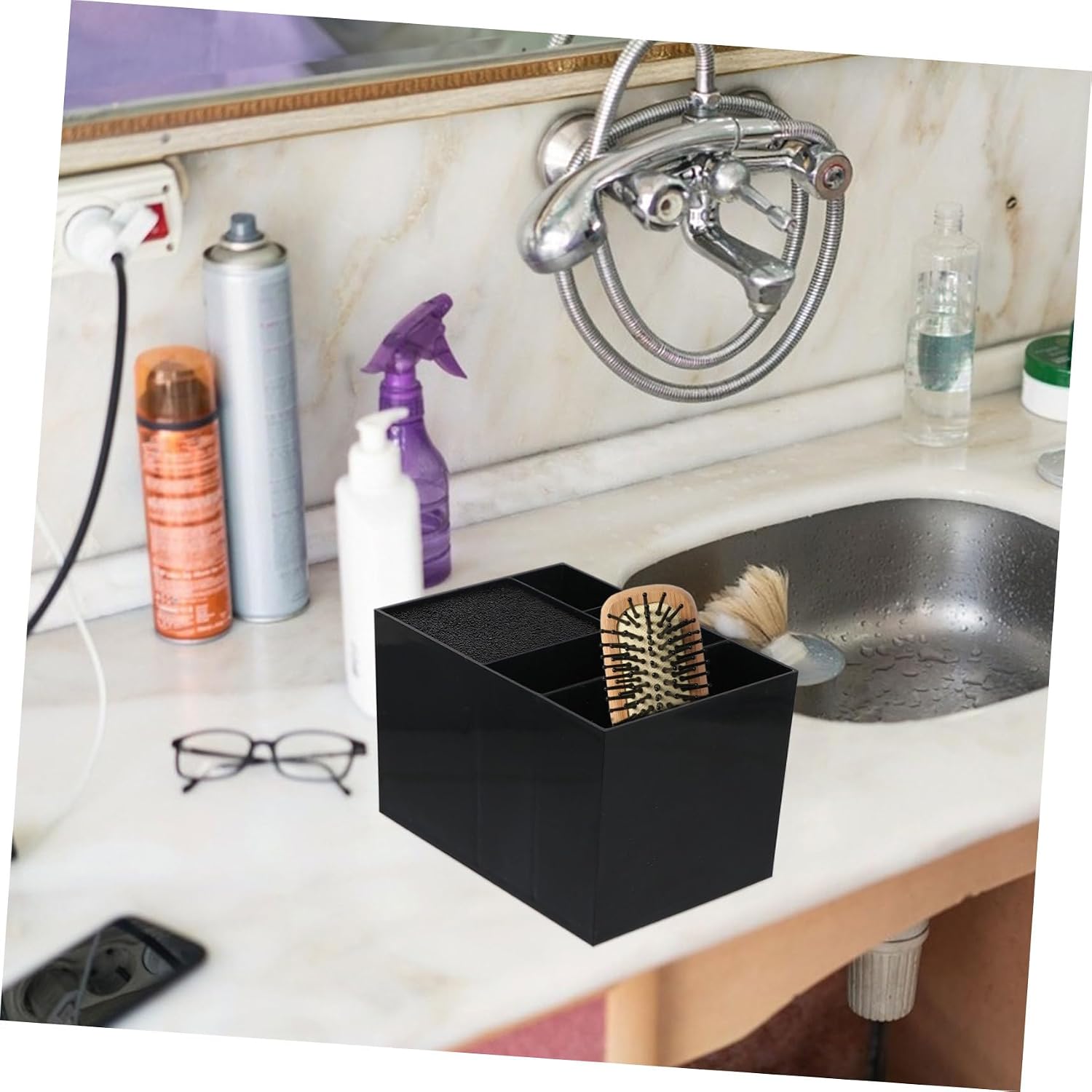 Professional Hairdressing Comb Organizer Stand for Scissors and Clips Storage Box for Salon Tools Adjustable Base for Hairstylist Convenience