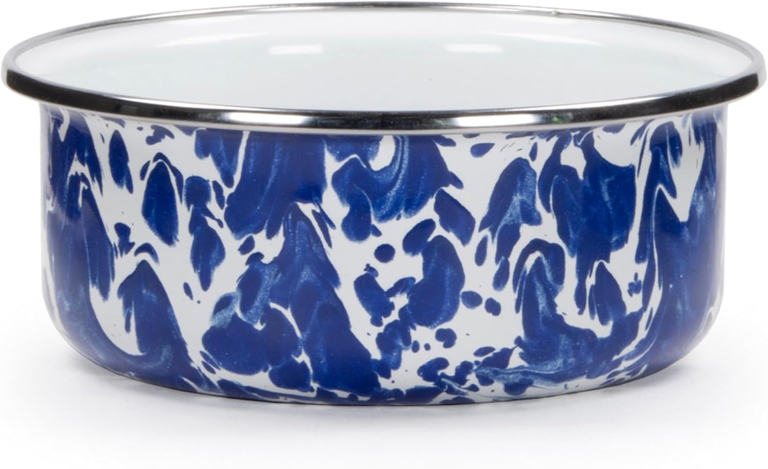 Set of 4 Blue Enamel Swirl Ceramic Soup Bowls